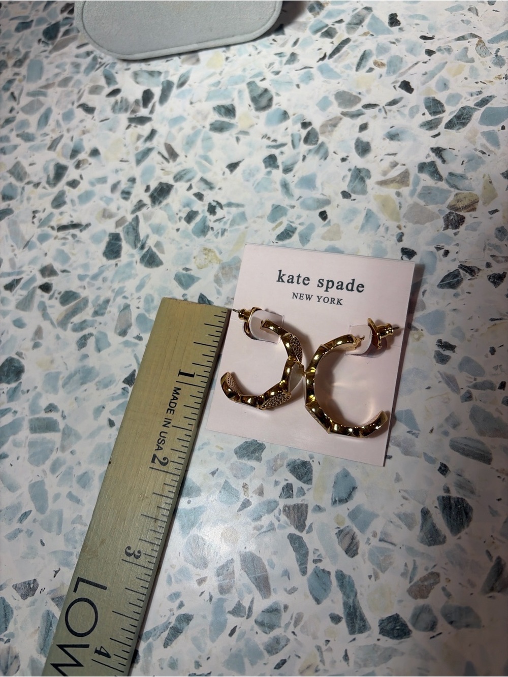 Kate Spade New York Gold Tone Pavé Heart Statement Hoop Earrings - Picture 2 of 5
